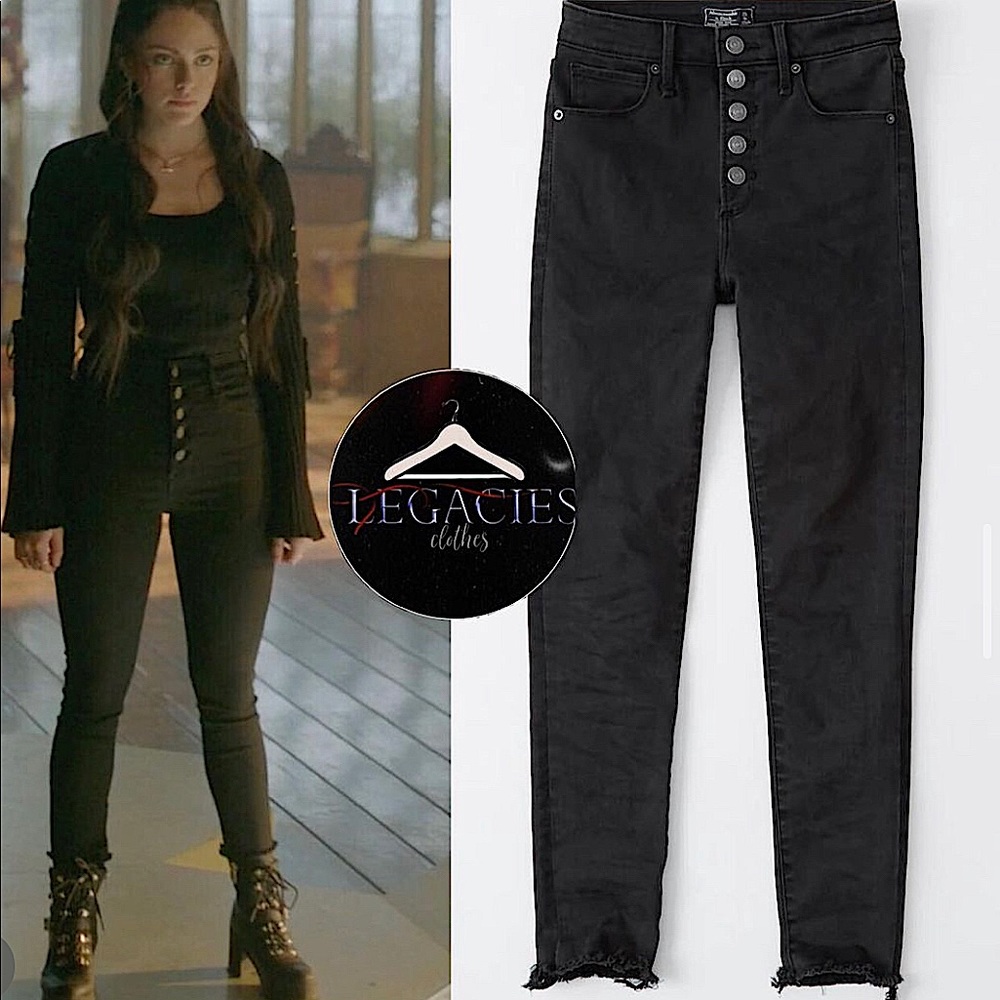 ASO Hope Mikaelson Abercrombie x The Sister Studio Black denim skinny jeans